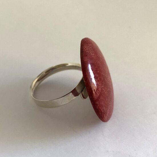 Coral Rojo, Silver Ring with Red Coral 